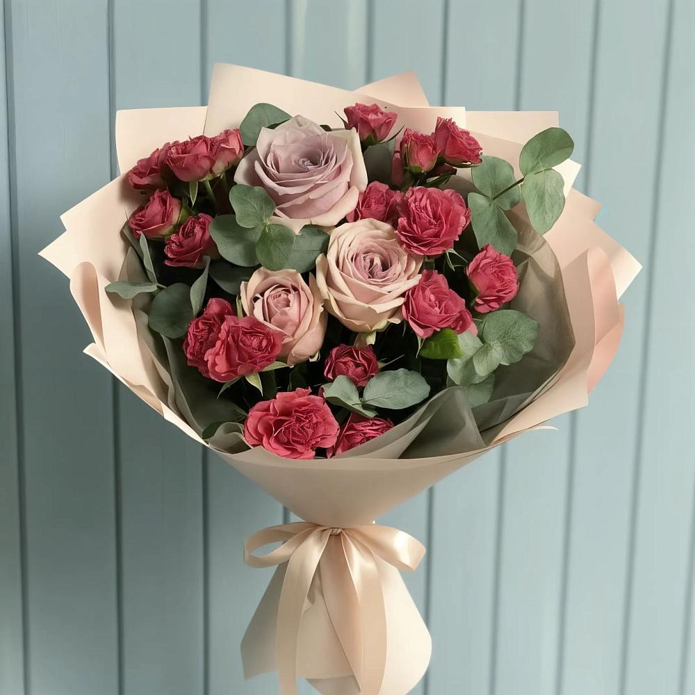Букет цветов из: Гвоздики и Розы в Лещаном