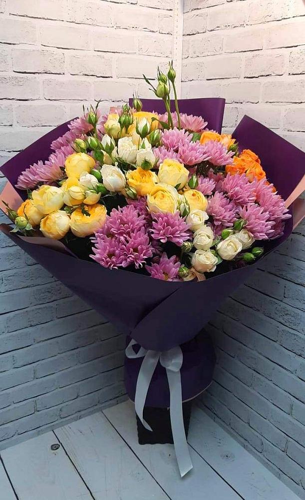 Букет цветов из: Хризантемы и Розы в Лещаном