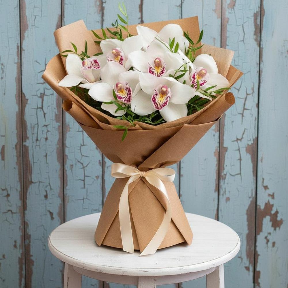 Букет цветов из: Орхидеи и Розы в Лещаном
