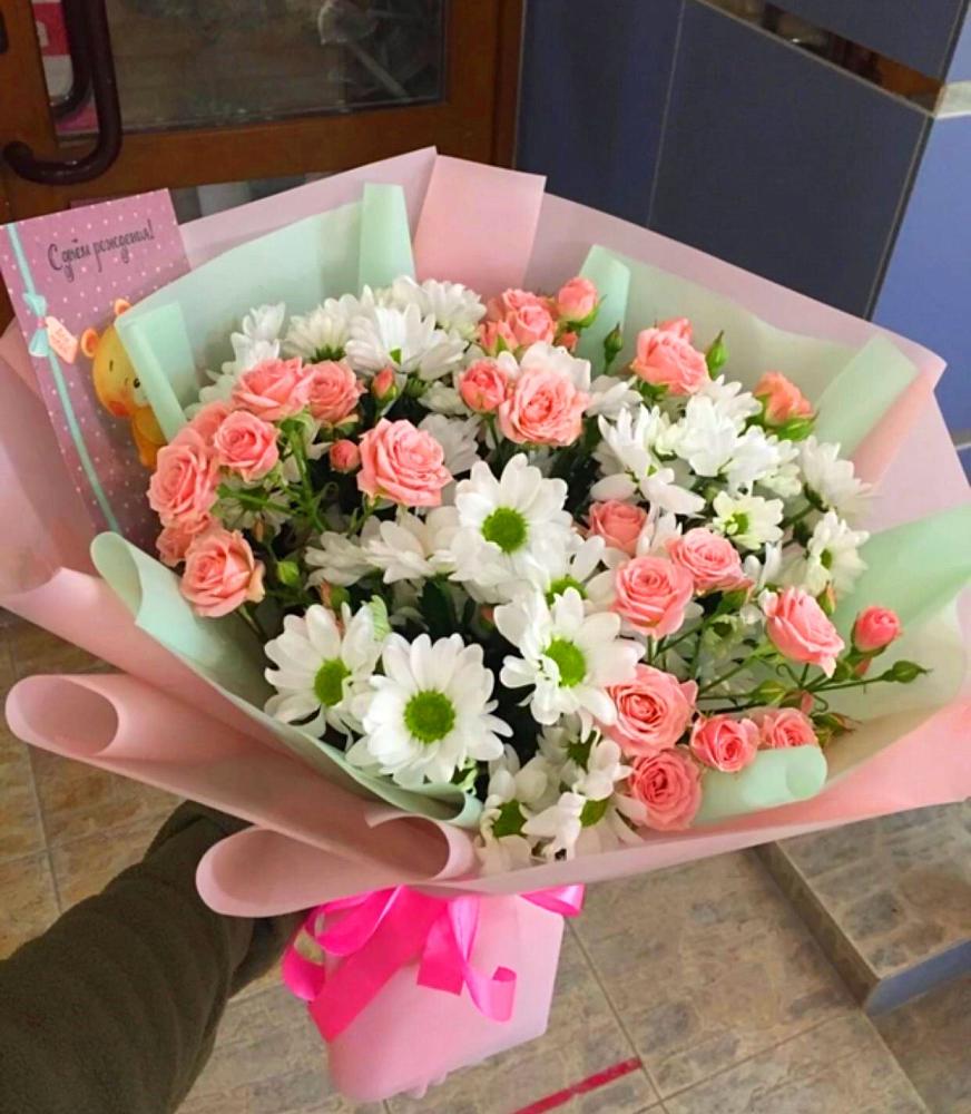 Букет цветов из: Розы и Хризантемы в Лещаном