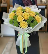 Букет цветов из:  Хризантемы и Розы в Лещаном