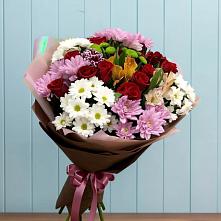 Букет цветов из:  Розы, Хризантемы и Альстромерии #REPLACE_PRED# Лещаном