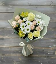 Букет цветов из:  Альстромерии, Розы и Хризантемы в Лещаном